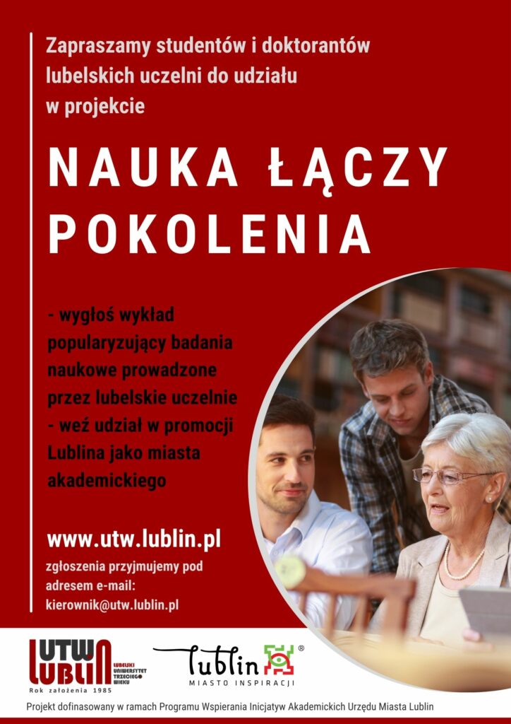 Plakat projektu "Nauka łączy pokolenia".